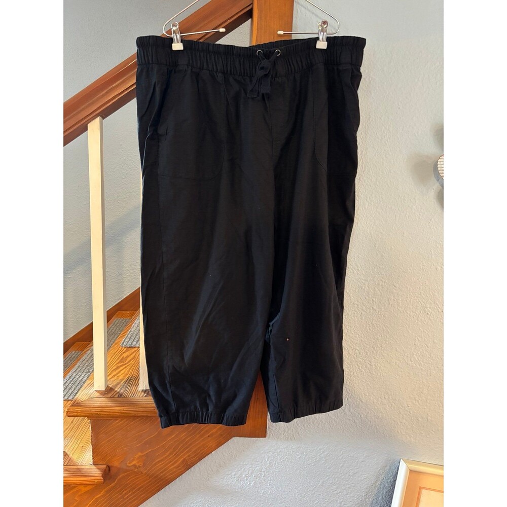 Lane Bryant 18/20 cropped cotton blend black Capri pants beachy resort modest